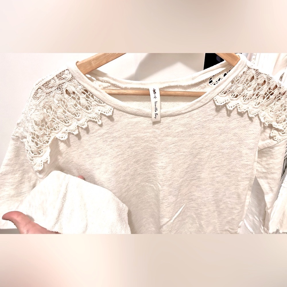Cottagecore Crochet Detail Cotton Terry Tunic Top (EUC) - Picture 5 of 7